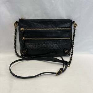 Elliott Lucca Messina 3-Zip Leather Crossbody Shoulder Bag, BLACK